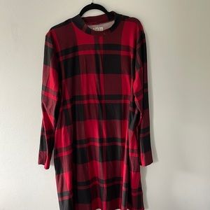 Black and Red Mock Neck Dress